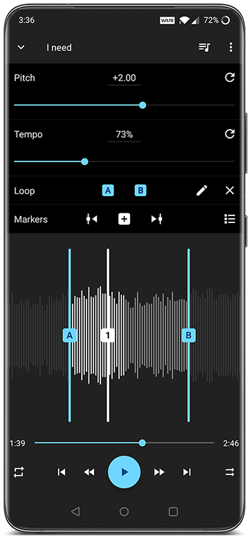 Music Speed Changer app on phone