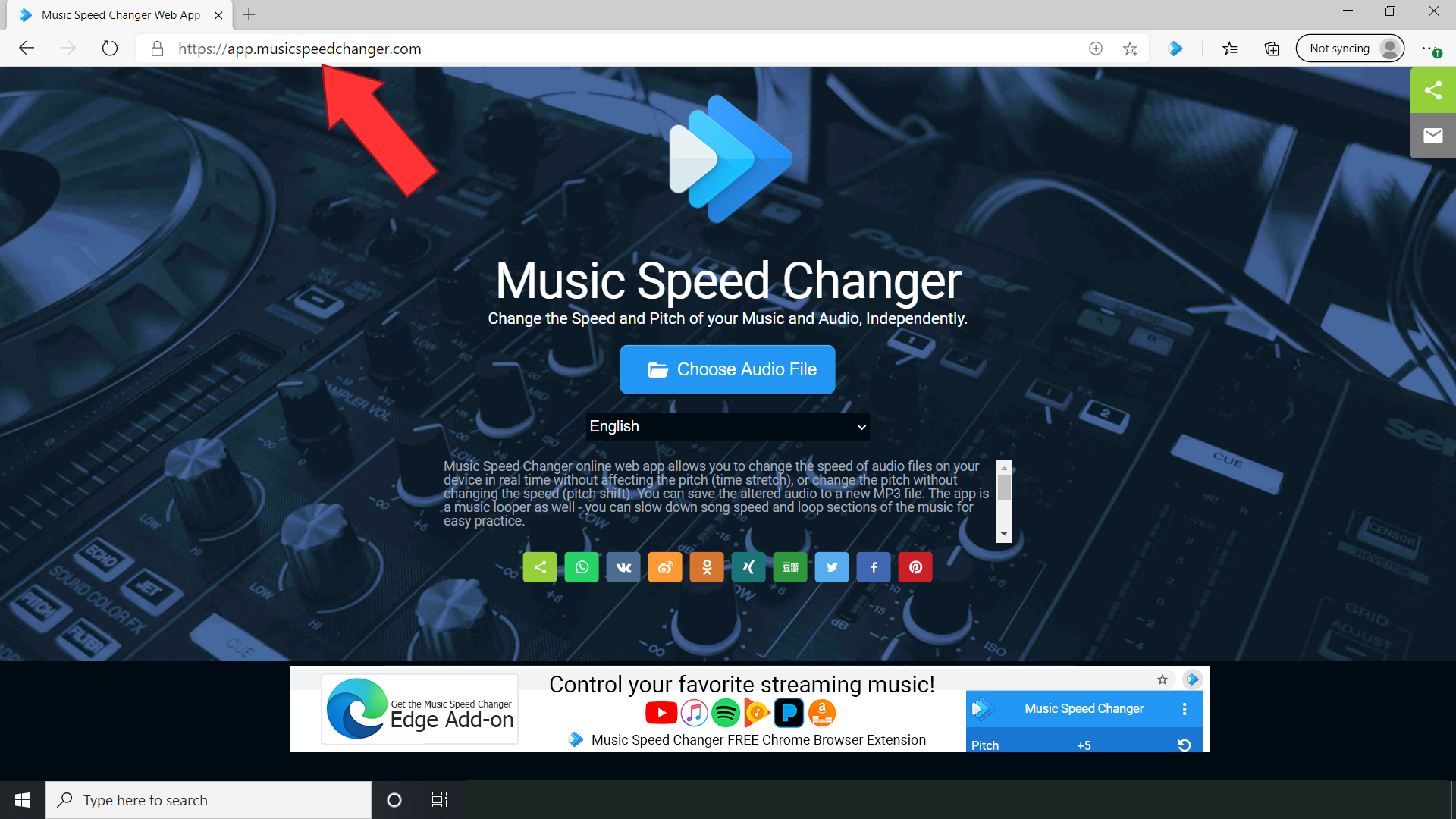Go to the Music Speed Changer Web App
