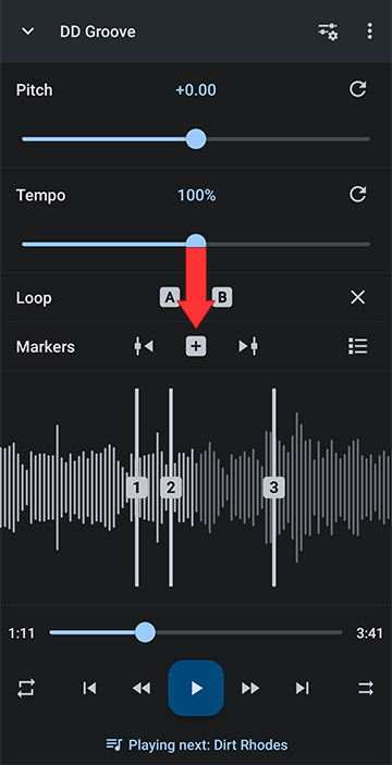 Set markers at the start and end of all parts you want to repeatedly practice Set markers at the start and end of all parts you want to repeatedly practice